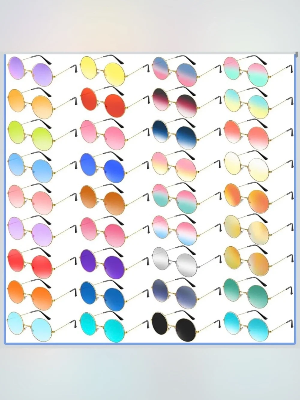 36 Piece Set Hippie 70’s Round Classic Disco Sunglasses in Every Color